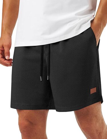 TACVASEN Men's Casual Shorts Waffle 5'' Elastic Waist Drawstring Summer Beach Shorts Moisture Wicking SweatShorts in Saudi Arabia