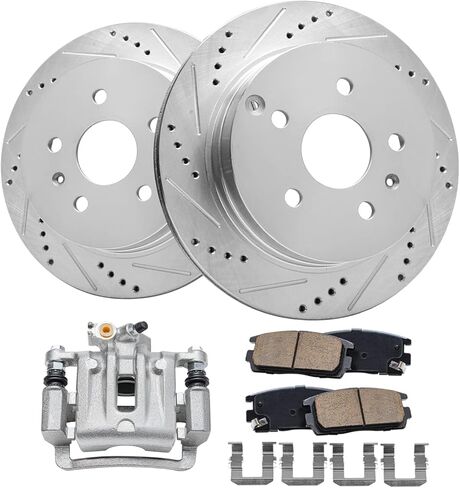 Detroit Axle - 8-Lug Brake Rotors for 2013-2022 Ford F-350 Super Duty 4WD DRW, 2013-2016 F-450 Super Duty, 14.29" inch Front and Rear Drilled and Slotted Disc Brake Rotors 2014 Replacement in Saudi Arabia