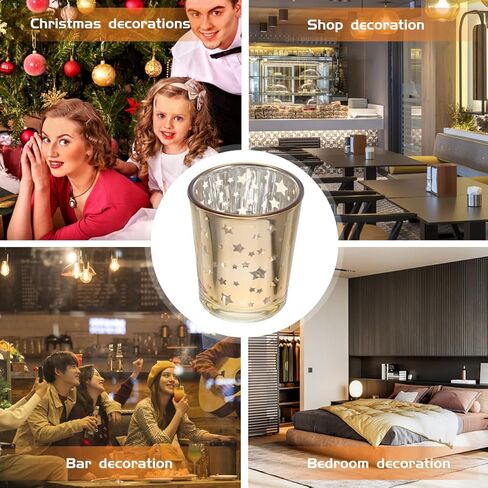 6Pcs Glass Star Votive Candle Holders: Gold Small Tea Light Cups Candlestick Tealight Table Stand Set for Home Party Wedding Centerpiece Decoration in Saudi Arabia