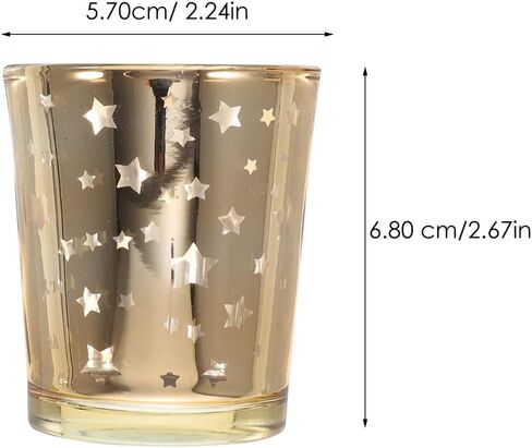 6Pcs Glass Star Votive Candle Holders: Gold Small Tea Light Cups Candlestick Tealight Table Stand Set for Home Party Wedding Centerpiece Decoration in Saudi Arabia