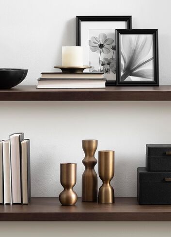 Kate and Laurel Pico Modern Three-Piece Metal Taper Candle Holder Set, Set of 3, Brass, Transitional Metallic Candlestick Holders for Dining Table or Fireplace Mantel Display in Saudi Arabia
