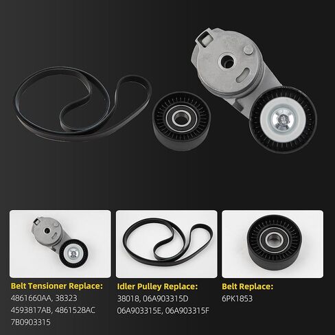 Dasbecan 38323 Drive Belt Tensioner Idler Pulley Serpentine Kit Compatible with Ram 1500 2013-2022,Ram 1500 Classic 2019-2022 5.7L V8 Replaces# 6PK1853 Belt in Saudi Arabia