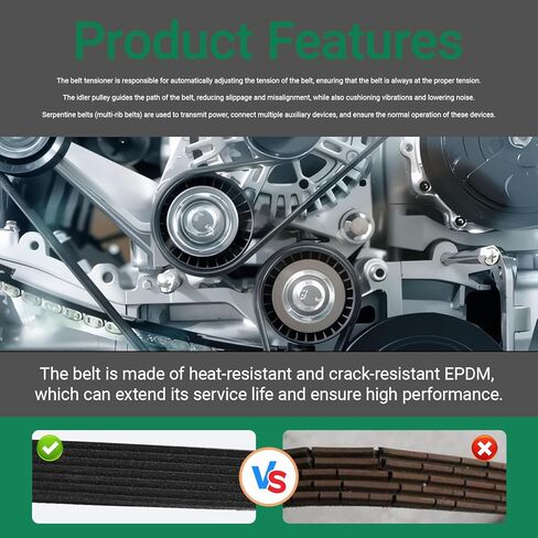 39106 Belt Tensioner With Pulley Fits 2012-2017 Toyota Camry,2009-2018 RAV4,2009-2015 Venza,2011-2013 Sienna,2009-2019 Highlander,2011-2016 Scion TC 2.5L 2.7L DOHC Engine Only in Kuwait