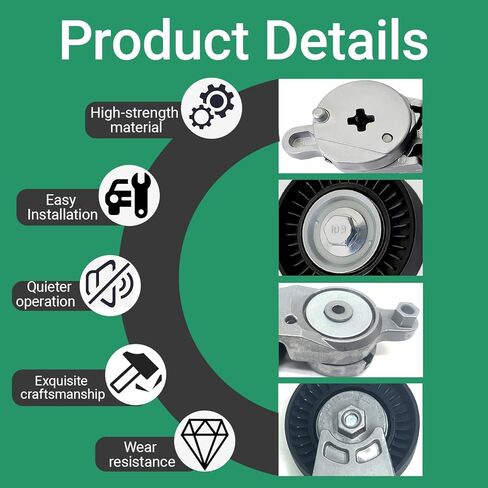 39106 Belt Tensioner With Pulley Fits 2012-2017 Toyota Camry,2009-2018 RAV4,2009-2015 Venza,2011-2013 Sienna,2009-2019 Highlander,2011-2016 Scion TC 2.5L 2.7L DOHC Engine Only in Kuwait