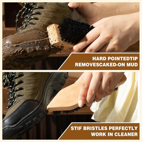 LemonRoad 2 Pcs Wooden Portable Boot Cleaning Brush Scraper Heavy Duty Boot Brush Versatile Wood Handled Shoe Cleaning Scrubber for Dirt in Saudi Arabia