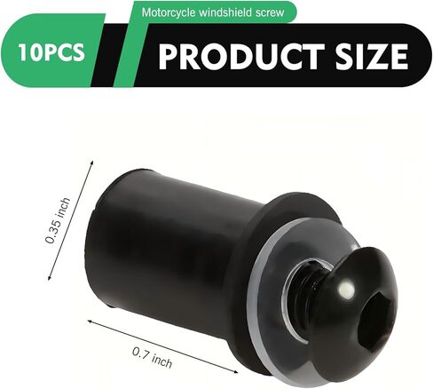 10PCS Motorcycle Windshield Bolts Screws Kit, Metal Motorcycle Windscreen Body Fasteners, Vehicle Fairing Mounting Bolts with Installation Wrench, for Most Vehicle Modifications (Black) in Saudi Arabia