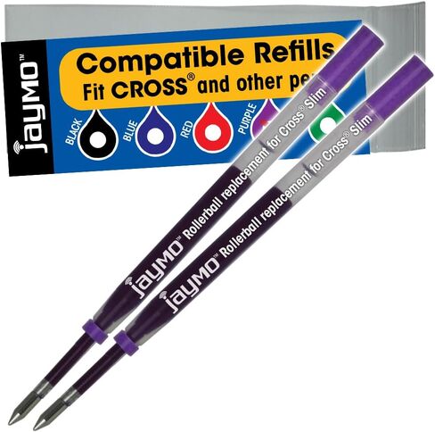 بديل Jaymo لجهاز Cross Slim 8910-1 - يبلغ طوله 4 بوصات / 102 مم - عبوة إعادة تعبئة قلم الكرة الدوارة من الجل - 2 أسود in Kuwait