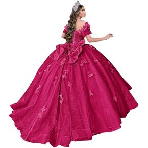 Ftupza Off Shoulder Quinceanera Dresses Puffy Butterfly Ball Gowns for Vestido de 15 años Glitter Beaded Prom Dress Ftu15 in Saudi Arabia