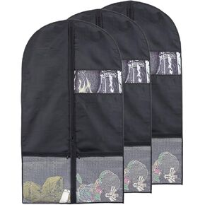Kernorv Dance Costume Bags,43" Foldable Garment Bags for Dance Competitions Garment Bag with 2 Zipper Mesh Pockets and Clear Window for Dance Costumes, Storage or Travel (3 Pack,Black) in Saudi Arabia