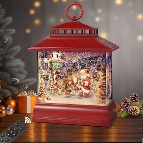 عيد الميلاد سنو غلوب فانوس المياه المتلألئة فانوس مع 8 أغاني و 6H الموقت التحكم بالروموت عيد الميلاد سنو غلوب USB والبطارية تعمل لهدايا عطلة مهرجان الزينة (رجل ثلج والأطفال) in Kuwait