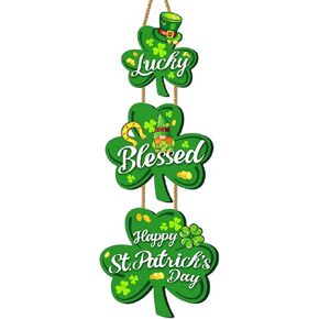 ديكورات باب يوم القديس باتريك، علامة باب خشبية سعيدة لعيد القديس باتريك، شماعة باب شامروك ديكور يوم القديس باتريك، أكاليل مباركة محظوظة للباب الأمامي، ديكورات يوم القديس باتريك داخلي وخارجي in Kuwait