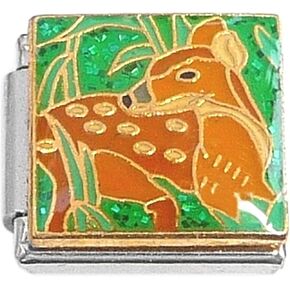 NewCharms Young Deer Green Grass Italian Charm in Saudi Arabia