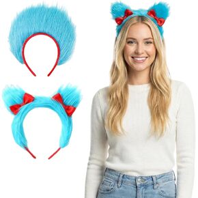 2PCS Blue Fuzzy Costume Headbands Festival Theme Party Hairband for Adults Women World Book Day Cosplay Costume Accessories in Saudi Arabia