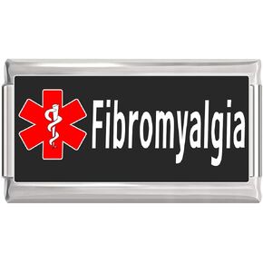 Fibromyalgia Medical Alert Italian Charm on Black Superlink Bracelet Jewelry Link in Saudi Arabia