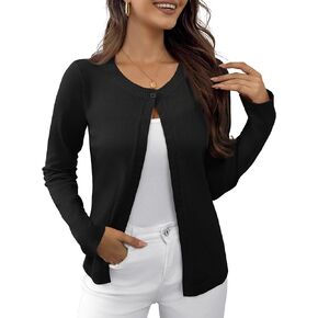 OmicGot المرأة اقتصاص سترة البلوزات طويلة الأكمام عادية مفتوحة الجبهة زر أسفل بوليرو تجاهلت S-XL in Kuwait