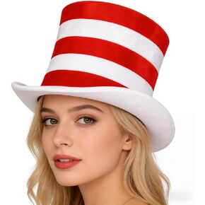 Red and White Stripes Top Hat,Felt Top Hat for Adult Men Women Halloween Party Dress Up in Kuwait