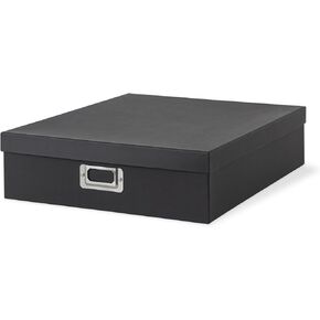 Soul & Lane Photo Storage Box with Lid, 14.8 × 13.0 × 3.7 Inches, Keepsake Memory Organizer, Cardboard Storage for Photo Albums, Scrapbooks, Artwork, Stationary, Memorabilia, Craft Supply, Black in Saudi Arabia