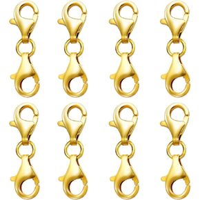 Double Lobster Clasp 14K Gold Plated 925 Sterling Silver Necklace Clasp Classic Double End Design Necklace Clasps and Closures,Necklace Extender Suitable for Jewelry Chain in Kuwait