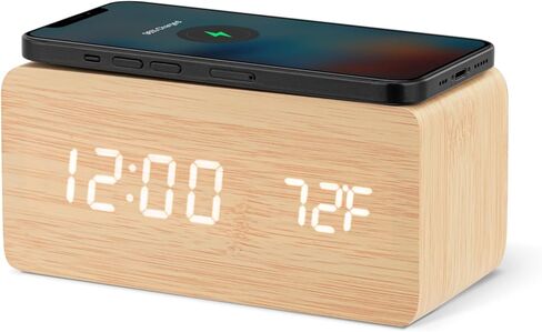 Digital Alarm Clock (Light Wood Grain) in Saudi Arabia