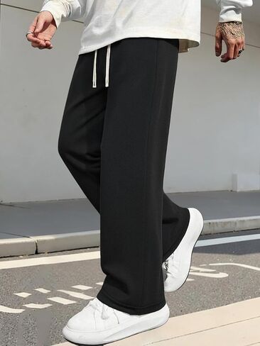 Casual and Versatile Men's Straight Leg Pants with Elastic Drawstring Waist and Sports Pants in Saudi Arabia