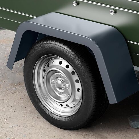 Heavy Duty Protection Trailer Fenders - Steel, Single Axle, Fits 14"-16" Wheels, Rust-Resistant Square Design, Set of 2, Ideal for Car Hauler, Utility, Cargo, Landscape Trailers, black in Kuwait