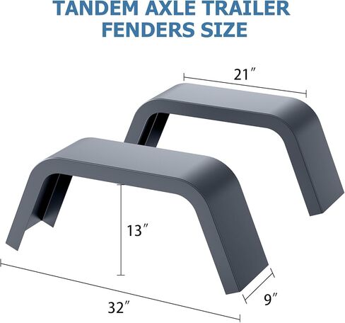 Heavy Duty Protection Trailer Fenders - Steel, Single Axle, Fits 14"-16" Wheels, Rust-Resistant Square Design, Set of 2, Ideal for Car Hauler, Utility, Cargo, Landscape Trailers, black in Kuwait