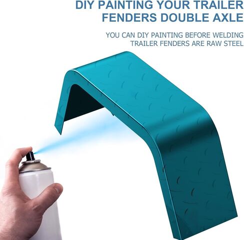 Heavy Duty Protection Trailer Fenders - Steel, Single Axle, Fits 14"-16" Wheels, Rust-Resistant Square Design, Set of 2, Ideal for Car Hauler, Utility, Cargo, Landscape Trailers, black in Kuwait