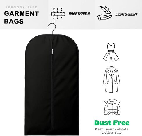 Cotton Garment Protector Bag Cover - Dust Free Cloth Hanging, Wardrobe storage for Dresses and Suits (with Zipper (24" x 42")) in Saudi Arabia
