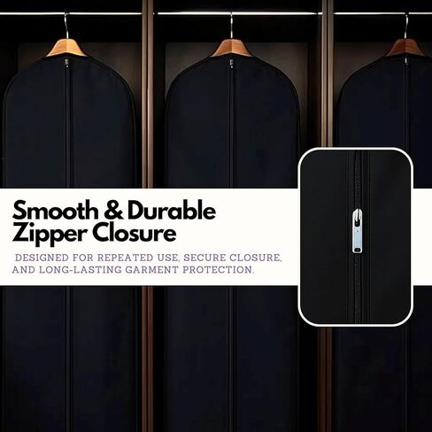 Cotton Garment Protector Bag Cover - Dust Free Cloth Hanging, Wardrobe storage for Dresses and Suits (with Zipper (24" x 42")) in Saudi Arabia
