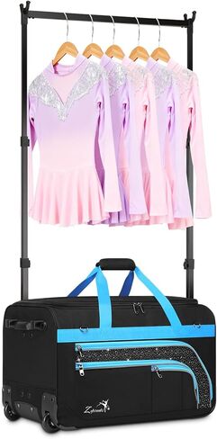 Dance Bag with Garment Rack - 28" Rolling Dance Competition Duffle Bag with Rack | Wheeled Dance Suitcase - Multiple Pockets for Dancers Cheerleader Athlete Travelers Livestreamer Cosplayer in Saudi Arabia