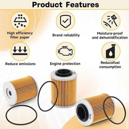 3 قطع 0800-011300-00030 فلتر زيت لـ CFMOTO Cforce Zforce Uforce 400 500 600 800 900 950 1000 Trail EPS UTV ATV استبدال 0800-011300-0004 فلتر زيت مع حلقات O in Kuwait