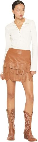Idyllwind Women's Irene Fringe Faux Leather Skirt - IWFA23S68-CRML Medium Caramel in Saudi Arabia
