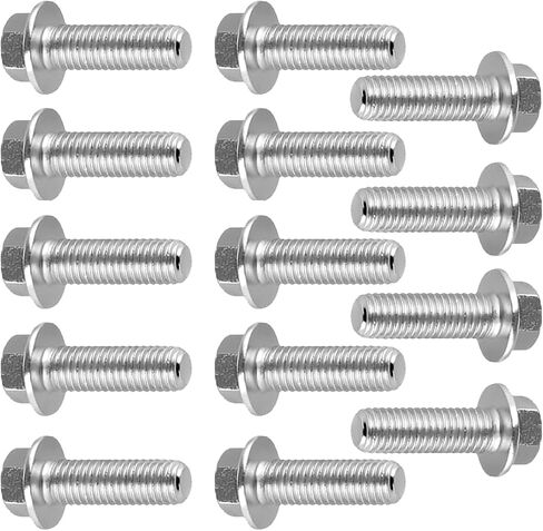 14 PCS Car Differential Cover Bolt, M8 1.25 mm x 20 mm 304 Stainless Steel Flange Hex Bolt with Teeth, Anti-slip & Anti-aging Vehicle Hex Stud Kit Replacement Parts, for Most Cars (Silver) in Saudi Arabia