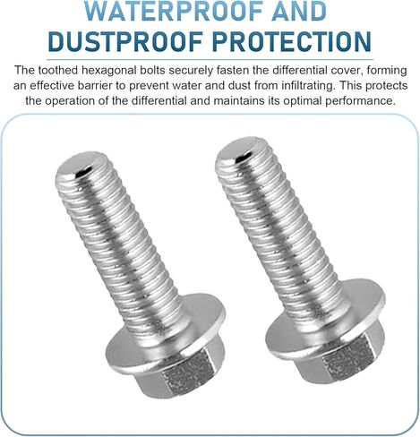 14 PCS Car Differential Cover Bolt, M8 1.25 mm x 20 mm 304 Stainless Steel Flange Hex Bolt with Teeth, Anti-slip & Anti-aging Vehicle Hex Stud Kit Replacement Parts, for Most Cars (Silver) in Saudi Arabia