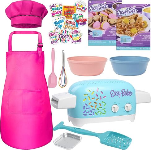 Ultimate Easy Baking Oven Bundle For Kids With 10 Items - Oven, 2 Refill Mixes, Apron, Hat, Bowl, Spatula, Whisk, Baking Pan & Tool (Gifted Green Baker Bundle) in Saudi Arabia