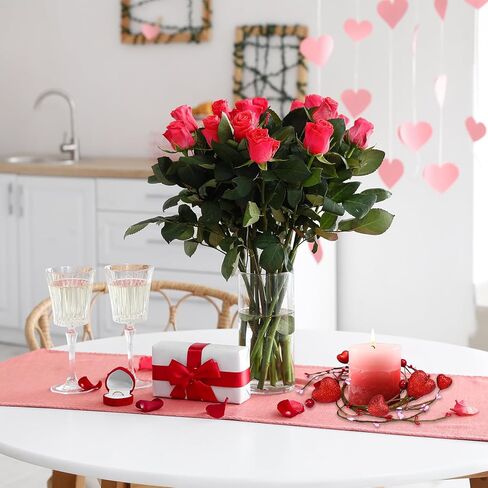 Winlyn 4 قطع حلقات شموع عيد الحب اكاليل الزهور على شكل قلب أحمر وحلقات شموع التوت الحمراء حلقات شموع التوت اكاليل صغيرة بعرض 9.5 سم لنوافذ الزفاف في عيد الحب والقطع المركزية للطاولة in Kuwait