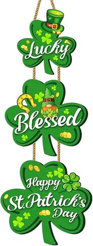 ديكورات باب يوم القديس باتريك، علامة باب خشبية سعيدة لعيد القديس باتريك، شماعة باب شامروك ديكور يوم القديس باتريك، أكاليل مباركة محظوظة للباب الأمامي، ديكورات يوم القديس باتريك داخلي وخارجي in Kuwait