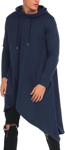 سويت شيرت بغطاء للرأس للرجال من COOFANDY، عباءة كاجوال بحاشية غير متماثلة in Kuwait