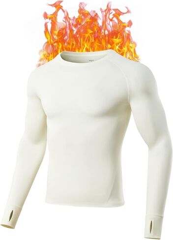 قميص رجالي حراري بأكمام طويلة، قميص داخلي بياقة دائرية، مبطن بالصوف الدقيق، طبقة أساسية دافئة ناعمة لـ 32-50 درجة فهرنهايت in Kuwait