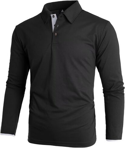 Men's Polo Shirts Long Sleeve Breathable Performance Tactical Shirts Golf Shirt with Zip Pocket in Saudi Arabia