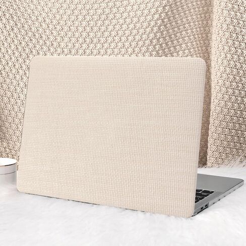 Seorsok متوافق مع حقيبة MacBook Pro مقاس 14 بوصة 2024-2021 M4 M3 Pro/Max A3112 A3185 A3401 A2918 A2992 M2 A2779 M1 A2442، حافظة جلدية صلبة بلاستيكية أنيقة وغطاء لوحة مفاتيح، بيج منسوج بدون شعار in Kuwait