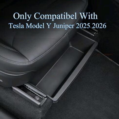 صندوق تخزين تحت المقعد متوافق مع 2025 2026 New Tesla Model Y Juniper Under-Seat Consoles، ملحقات داخلية لتنظيم المقصورة المخفية - TPE، أسود (عبوة واحدة) in Kuwait