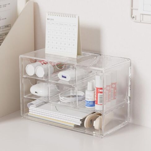Desktop Storage Drawers,Desktop Drawer - Drawer Organizer,Transparent Storage Drawers,Documents Desk Organizer, Desk Organization Compartments For Office Supplies, Pencils, Erasers in Saudi Arabia