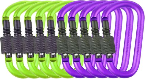 IEBUOBO 10 Pack Aluminum D Ring Key Rings Hiking Clips Locking Carabiner for Hiking Camping Fishing and Outdoor Use，Clips with Screw Gate Multicolored in Saudi Arabia