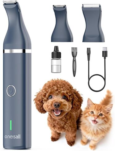 oneisall Paw Trimmer for Small Dogs Quiet, 4 in 1 Small Dog Grooming Kit, 2 Speed Dog Grooming Kit for Small Dogs, Cordless Small Dog Clippers, Quiet Dog Nail Grinder for Small Dogs(Blue) in Kuwait