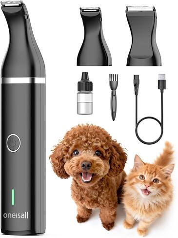 oneisall Paw Trimmer للكلاب الصغيرة الهادئة، مجموعة العناية بالكلاب الصغيرة 4 في 1، طقم العناية بالكلاب بسرعتين للكلاب الصغيرة، ماكينة قص الكلاب الصغيرة اللاسلكية، مطحنة أظافر هادئة للكلاب الصغيرة (أزرق) in Kuwait