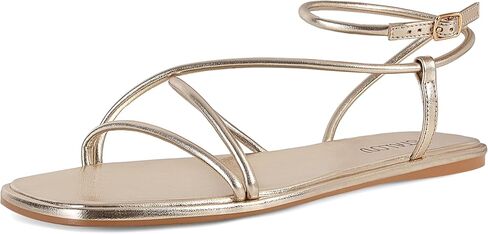 STALOV صنادل مسطحة للنساء مربعة مفتوحة من الأمام من الجلد بحزام الكاحل صنادل مسطحة أحذية مريحة للشاطئ والصيف in Kuwait