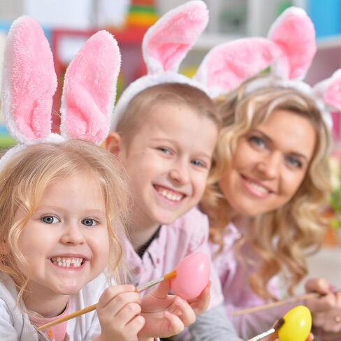 Pack of 4 - Fluffy Bunny Ears Headbands for Adults and Kids, Plush Pink Rabbit Ear Costume Accessories for Halloween, Easter Day, and Animal Themed Party Favors in Saudi Arabia