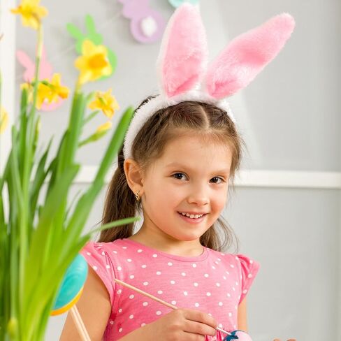 Pack of 4 - Fluffy Bunny Ears Headbands for Adults and Kids, Plush Pink Rabbit Ear Costume Accessories for Halloween, Easter Day, and Animal Themed Party Favors in Saudi Arabia