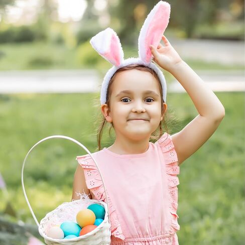 Pack of 4 - Fluffy Bunny Ears Headbands for Adults and Kids, Plush Pink Rabbit Ear Costume Accessories for Halloween, Easter Day, and Animal Themed Party Favors in Saudi Arabia